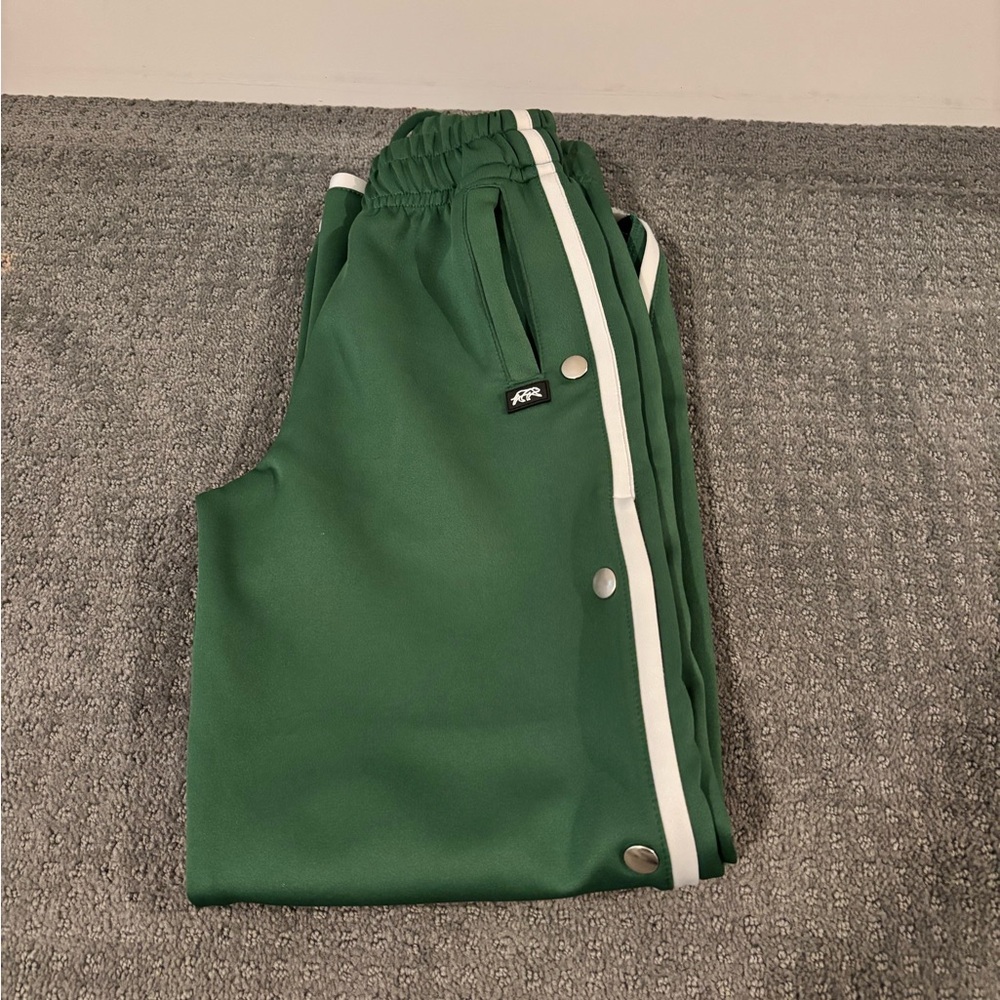 Kids Green Side-Stripe Snap Track Pants - Brand: Tiger Friday